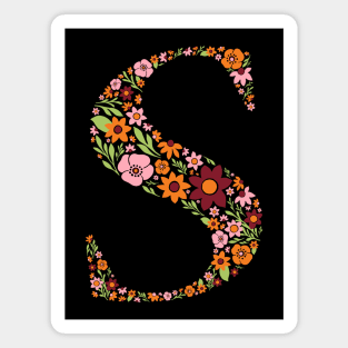 Retro Floral Letter S Magnet